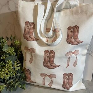 Cowboy Boot Print Tote Bag